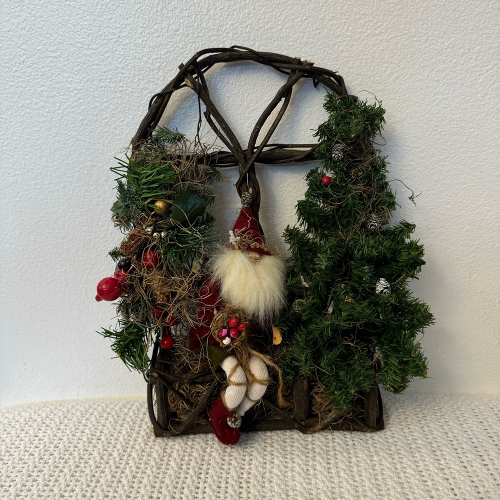 Vintage Festive Christmas Decoration – Greenery with Red Accents Holiday Décor